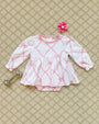 Long Sleeve Daisy's Diaper Cover Dress - Belle Meade Bow with Pier Party Pink