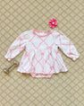 Long Sleeve Daisy's Diaper Cover Dress - Belle Meade Bow with Pier Party Pink