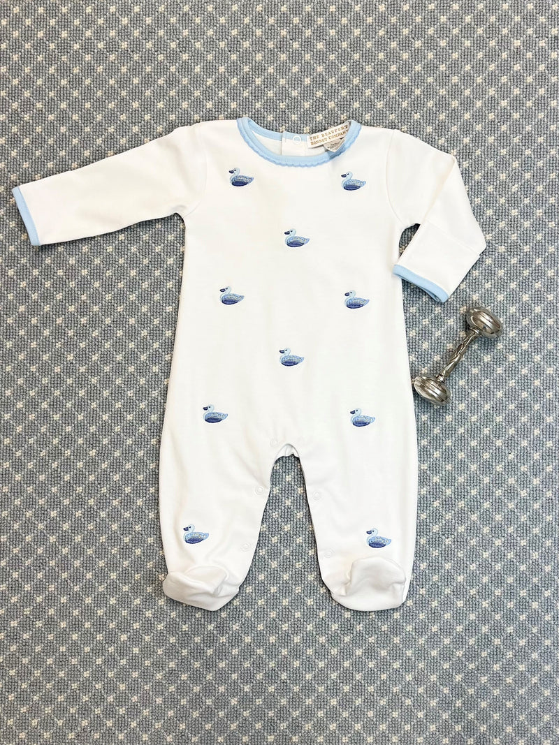 Rock Me Romper - Worth Avenue White with Duck Embroidery