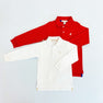 Long Sleeve Prim & Proper Polo & Onesie - Worth Avenue White with Multicolor Stork