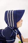 Sweetly Smocked Bonnet - Nantucket Navy with Worth Avenue White