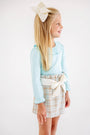 Beasley Bow Skirt - Henry Clay Houndstooth (Edisto Egg Blue) with Palmetto Pearl