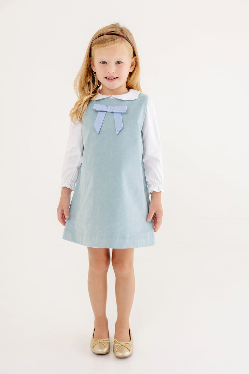 Jilly Jumper (Corduroy) - Old Greenwich Green with Sarasota Sky Bow