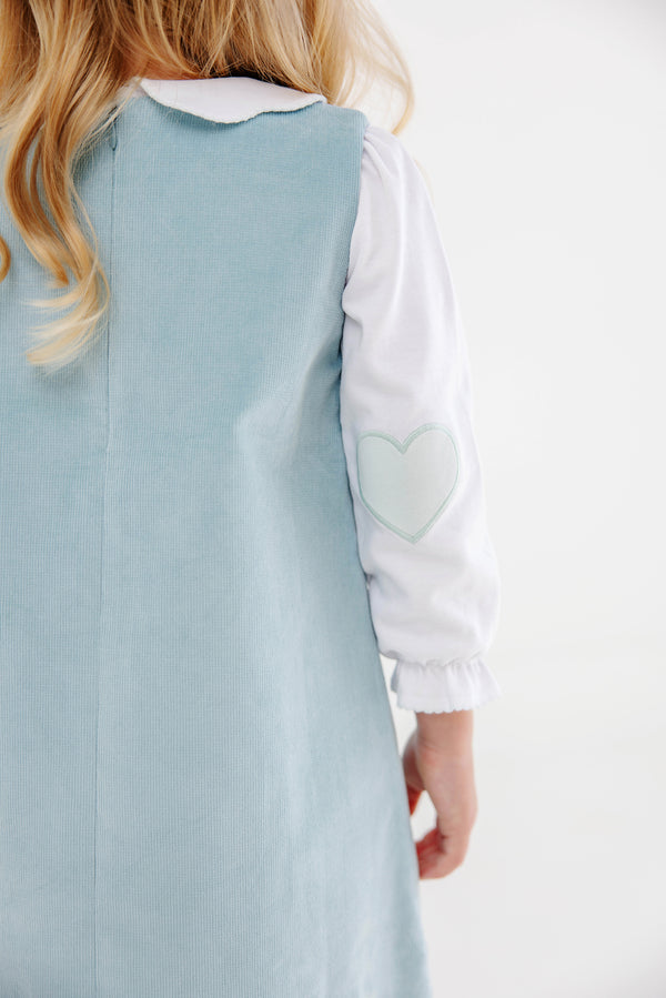 Emma's Elbow Patch Top - Worth Avenue White with Old Greenwich Green Heart Patches