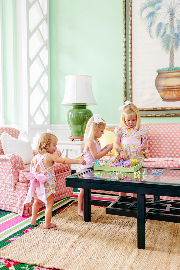 Sisi Sunsuit - Boca Grande Begonia with Hamptons Hot Pink Pique Stripe