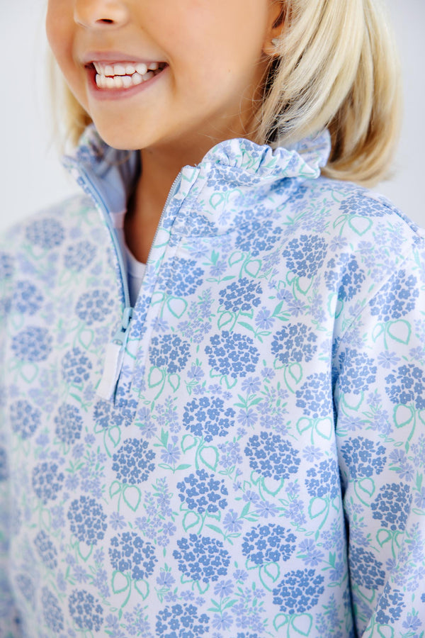 Canter Collar Half-Zip - Handful of Hydrangeas with Beale Street Blue