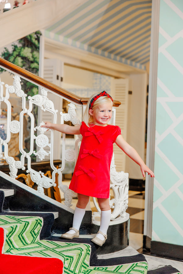 Betts Bow Dress (Velveteen) - Richmond Red