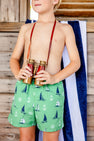 Tortola Trunks - Yacht To Join Us (Kiawah Kelly Green) with Worth Avenue White Stork