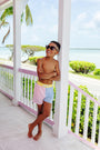 Country Club Colorblock Trunks - Pastel Perfection with Worth Avenue White Stork