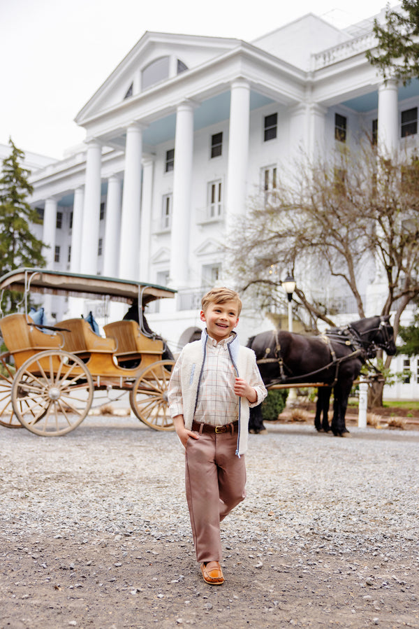 Prep School Pants - Gray Bay Brown with Keeneland Khaki Stork