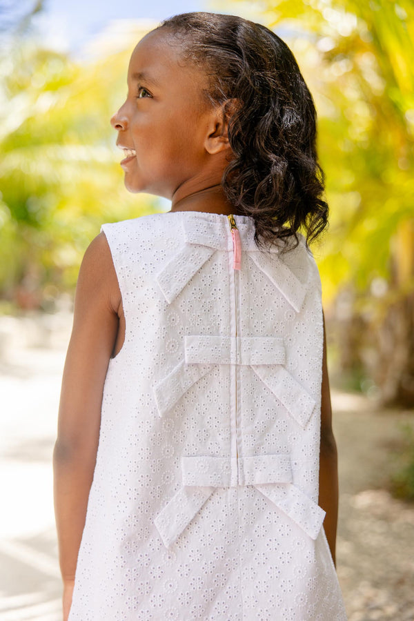 Sleeveless Betts Bow Dress - Worth Avenue White Eyelet