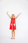 Peggy Pocket Dress - Richmond Red with Worth Avenue White and Strawberry