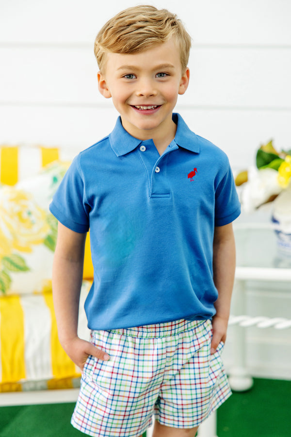 Sheffield Shorts - Kindness Wins Windowpane with Wood Boat Blue Stork