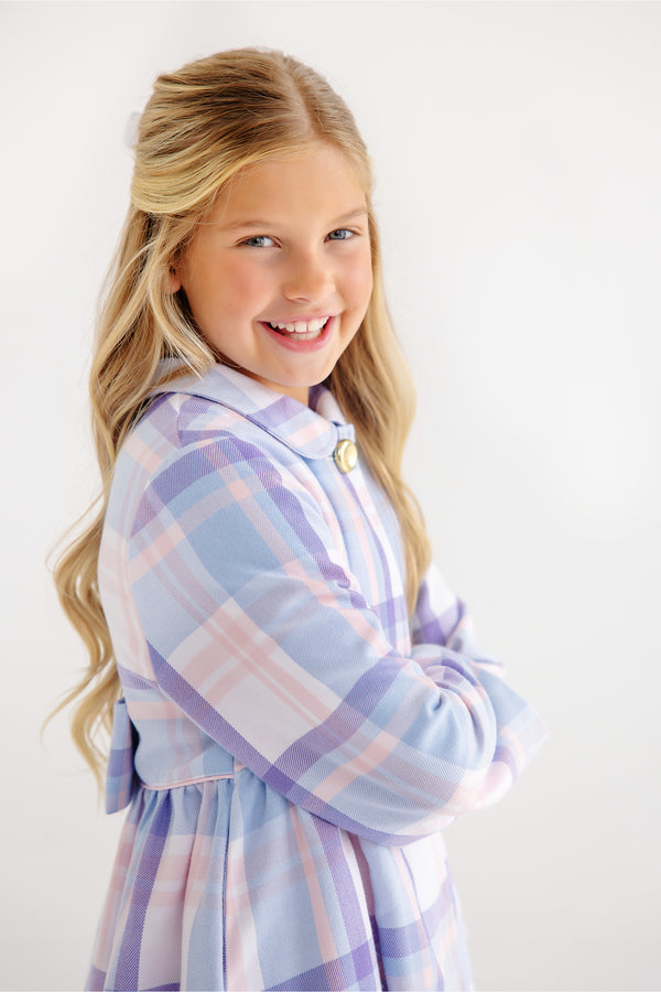 Pippa Peacoat - Peach Blossom Plaid with Palm Beach Pink