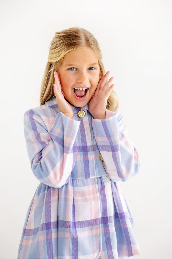 Pippa Peacoat - Peach Blossom Plaid with Palm Beach Pink