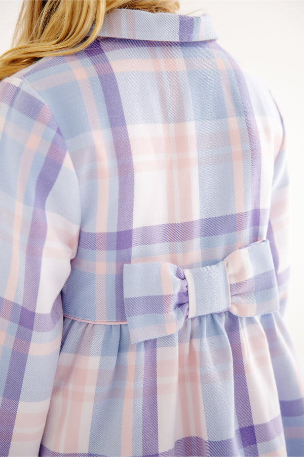 Pippa Peacoat - Peach Blossom Plaid with Palm Beach Pink