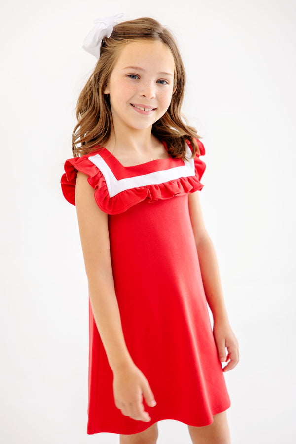 Darla Dress - Richmond Red with Worth Avenue White