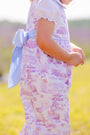 Sleeveless Rebecca Romper - Lavender and Lambs with Beale Street Blue