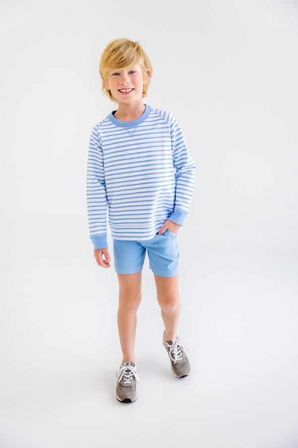 Cassidy Comfy Crewneck - Sarasota Sky Stripe with Sarsota Sky