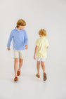 Prim & Proper Polo & Onesie - Lake Worth Yellow Stripe with Barbados Blue Stork