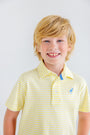 Prim & Proper Polo & Onesie - Lake Worth Yellow Stripe with Barbados Blue Stork