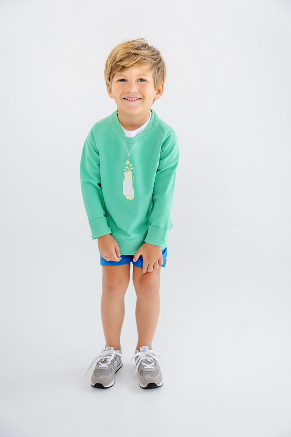 Cassidy Comfy Crewneck - Gibson Island Green with Golf Bag Embroidery