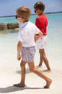 Sheffield Shorts - Pierce Mill Plaid Seersucker with Nantucket Navy Stork