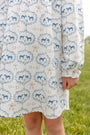 Long Sleeve Banks Bow Dress - Horse Bits & Bows with Worth Avenue White