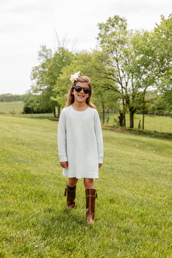Cassidy Comfy Crewneck Dress Quilted - Old Greenwich Green