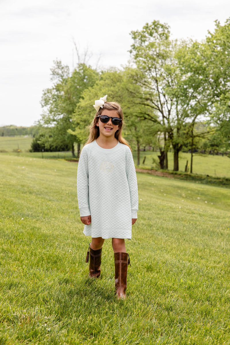 Cassidy Comfy Crewneck Dress Quilted - Old Greenwich Green