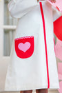 Long Sleeve Peggy Pocket Dress - Palmetto Pearl with Richmond Red & Hamptons Hot Pink Heart Pockets