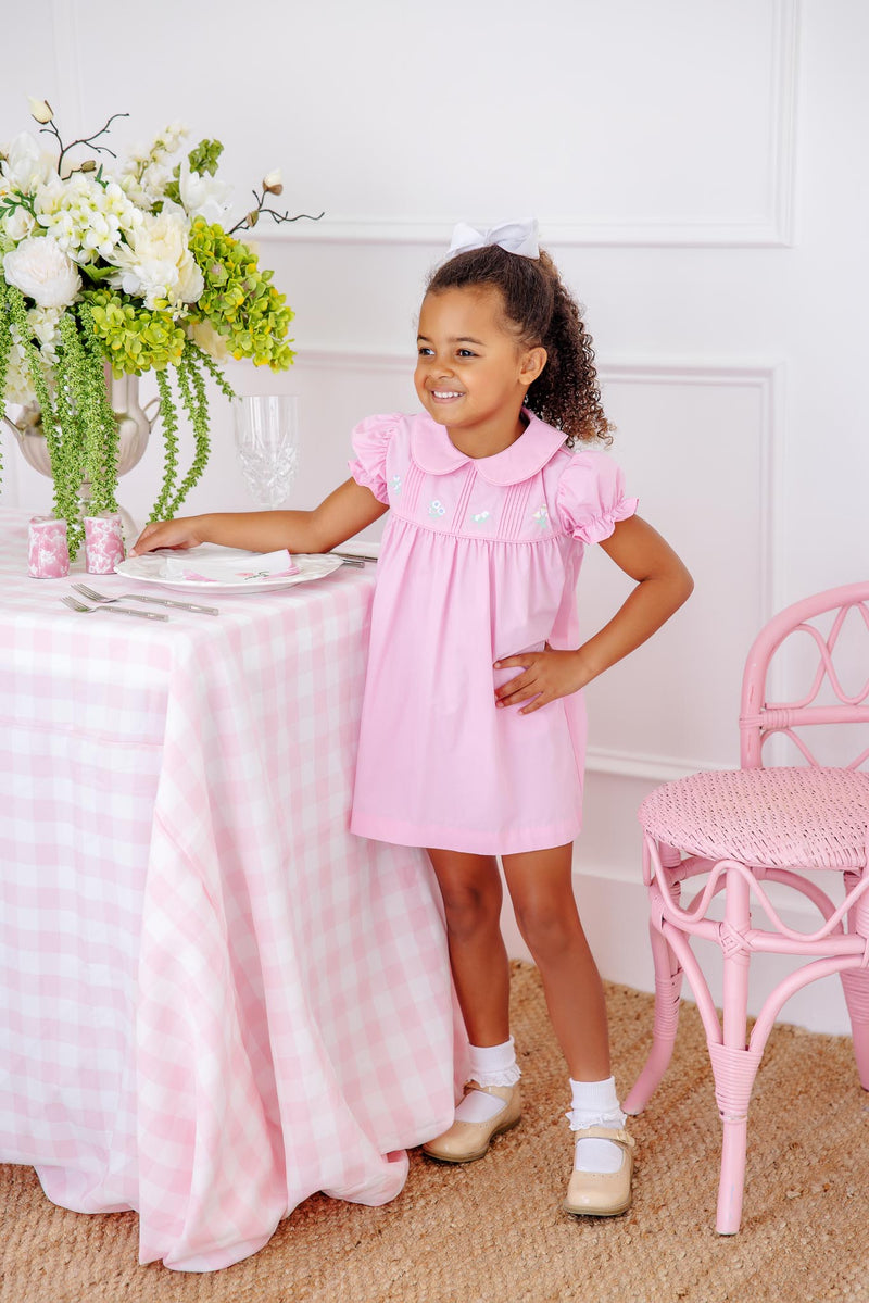 Holly Day Dress - Pier Party Pink with Flower Embroidery