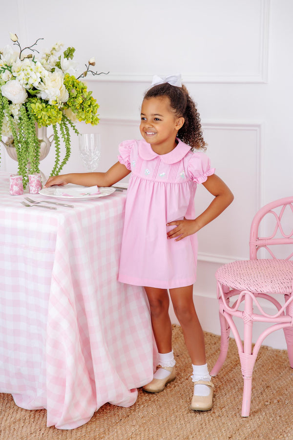Holly Day Dress - Pier Party Pink with Flower Embroidery