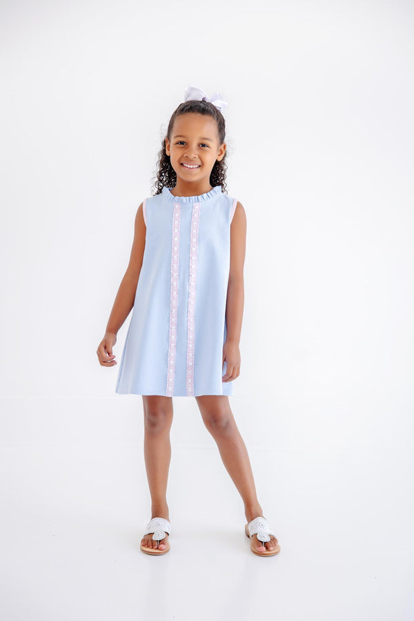 Lizzie's Luxe Leisure Dress - Beale Street Blue with Palm Beach Pink & Worth Avenue White