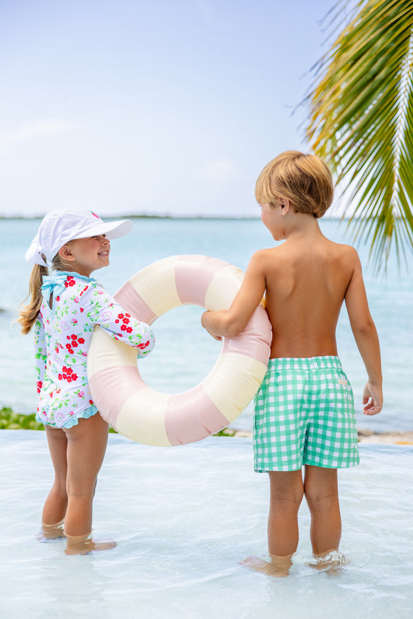 Tortola Trunks - Gibson Island Green Gingham with Worth Avenue White Stork