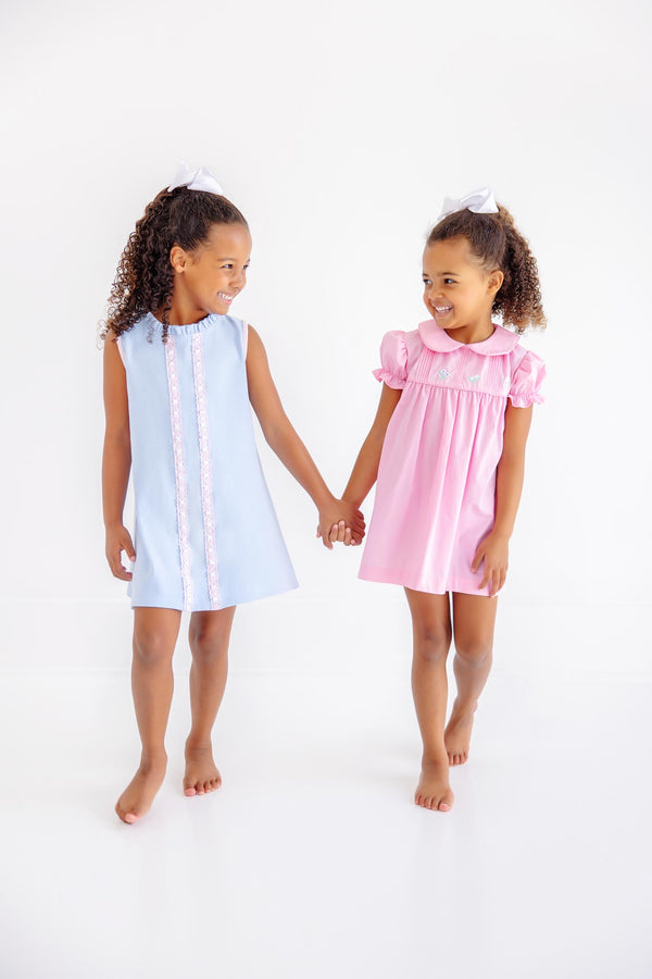 Lizzie's Luxe Leisure Dress - Beale Street Blue with Palm Beach Pink & Worth Avenue White
