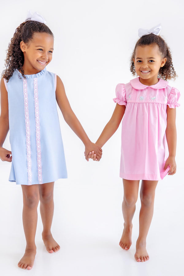 Holly Day Dress - Pier Party Pink with Flower Embroidery