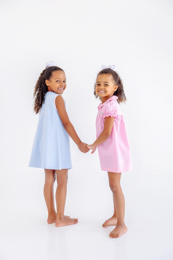 Lizzie's Luxe Leisure Dress - Beale Street Blue with Palm Beach Pink & Worth Avenue White