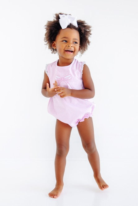 Brooksy Bubble - Pink Greenbrier Gingham & Worth Avenue White with Bow