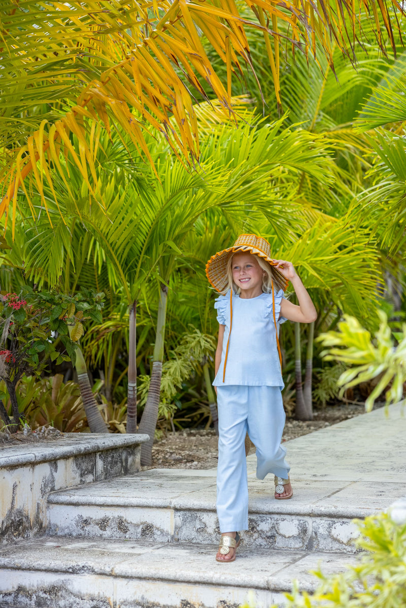 Lenai Lounge Pant (Linen) - Beale Street Blue