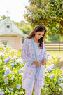 Ready or Not Robe (Women) - Lavender and Lambs with Beale Street Blue