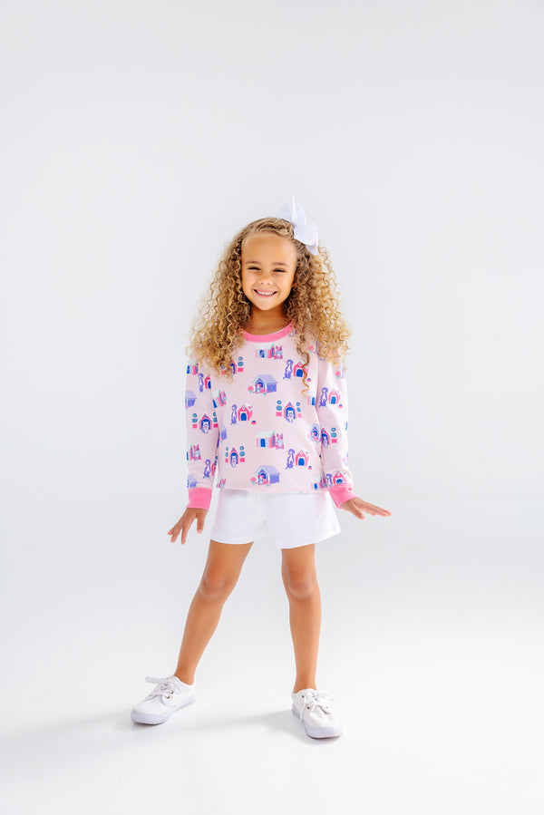 Puff Sleeve Cassidy Comfy Crewneck - In the Dog House with Romany Rose