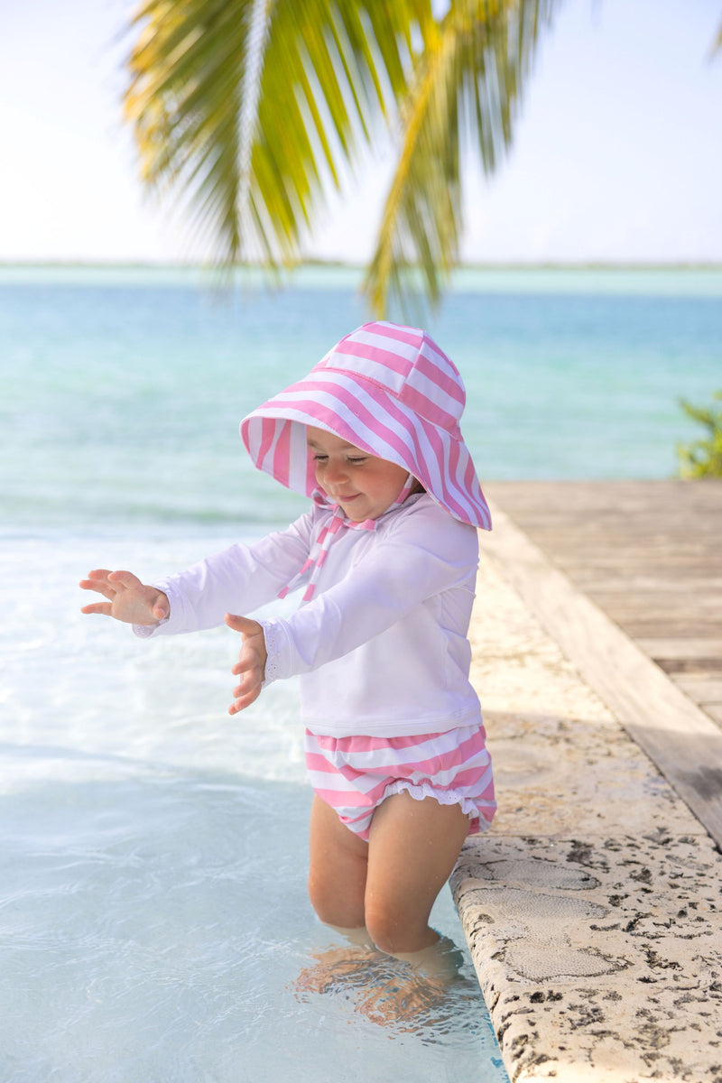 Byrde Bloomer (UPF 35+) - Caicos Cabana Stripe (Hamptons Hot Pink) with Worth Avenue White
