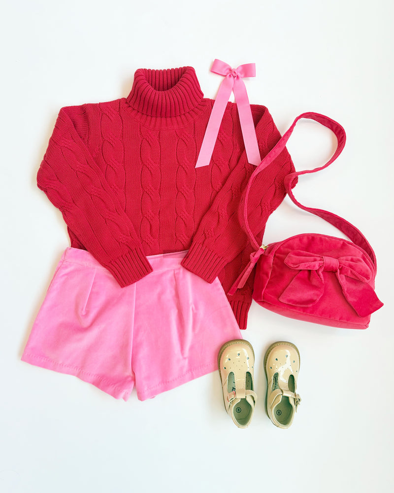 Sally Mae Shorts (Velveteen) - Hamptons Hot Pink