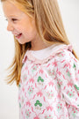 Maude's Ruffle Cassidy Comfy Crewneck - Boxwoods & Bows with Worth Avenue White & Palm Beach Pink
