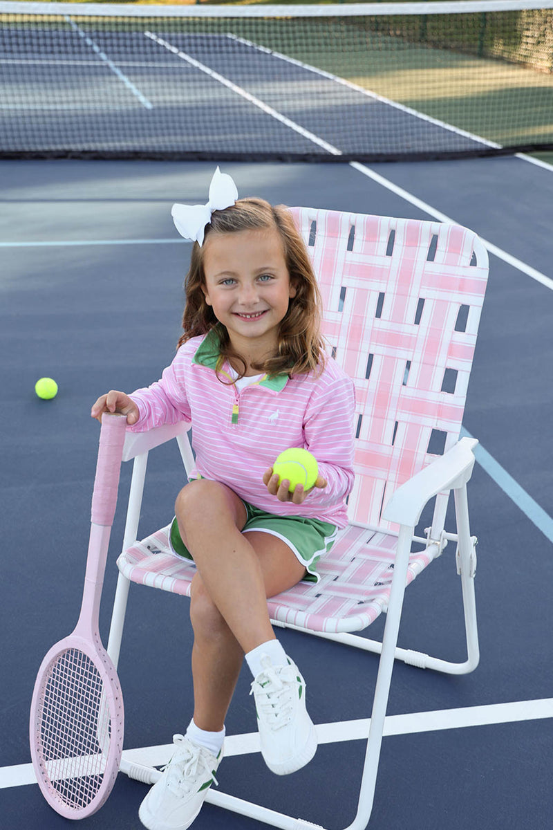 Prepleticâ„¢ Hayword Half-Zip - Pier Party Pink Stripe with Gibson Island Green