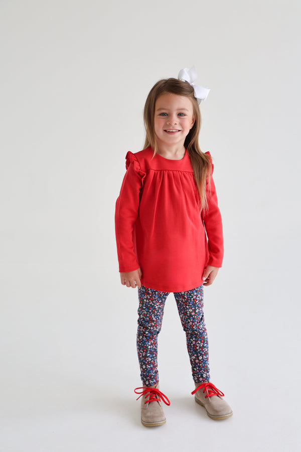 Ruby Mills Ruffle Top - Richmond Red