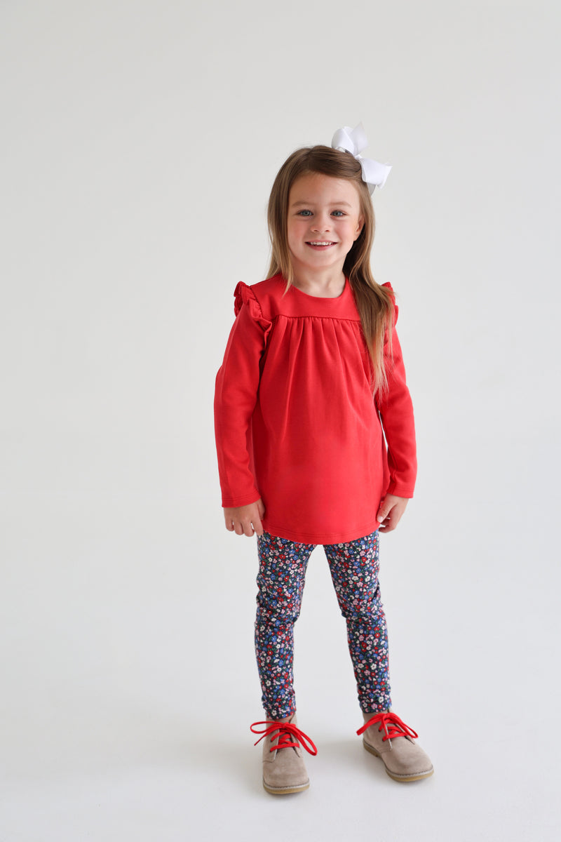 Ruby Mills Ruffle Top - Richmond Red