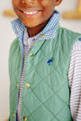 Vaughn Vest - Gallatin Green with Barnsley Blue Mini Gingham & Barnsley Blue Stork
