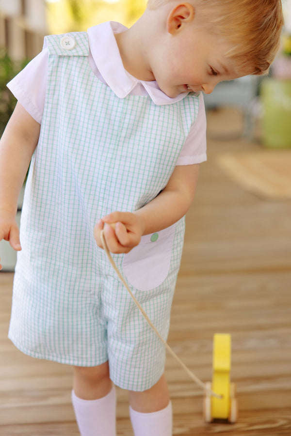 Prescott Pocket Jon Jon - Turks Teal Windowpane with Worth Avenue White